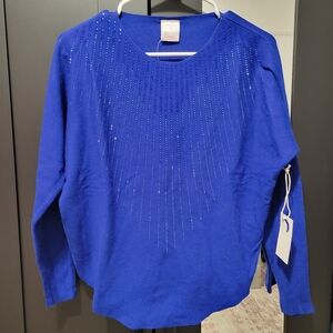 Luna Royal Blue Rhinestone Sweater